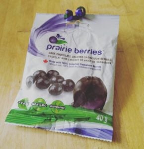 Free range, chocolate covered Saskatoons