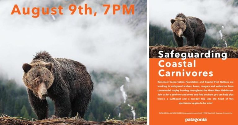 Safeguard Coastal Carnivores with Patagonia Vancouver, August 9 Safeguard Coastal Carnivores with Patagonia Vancouver, August 9
