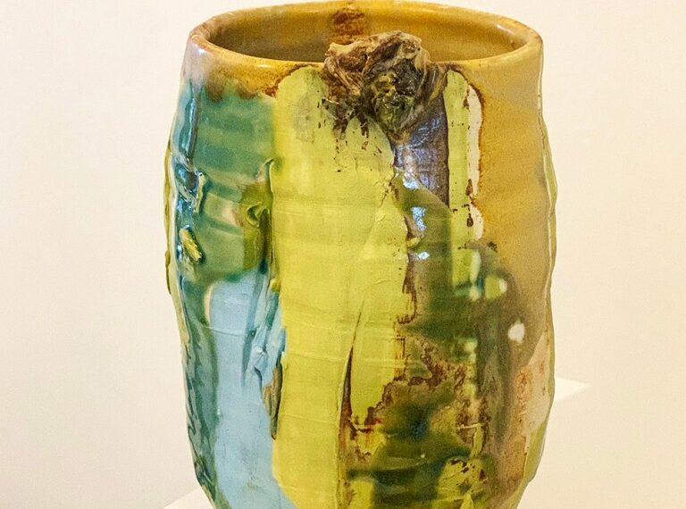tall wide pottery vase 23w