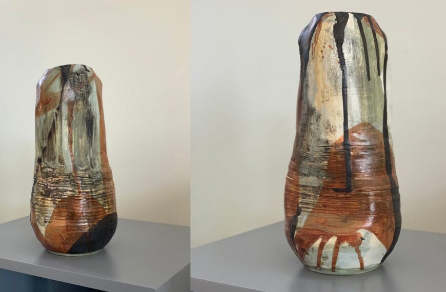 tall pottery vase 19j
