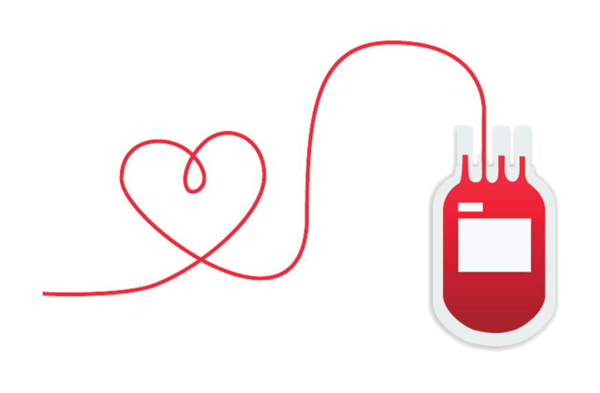 A red blood drop with a heart on it.