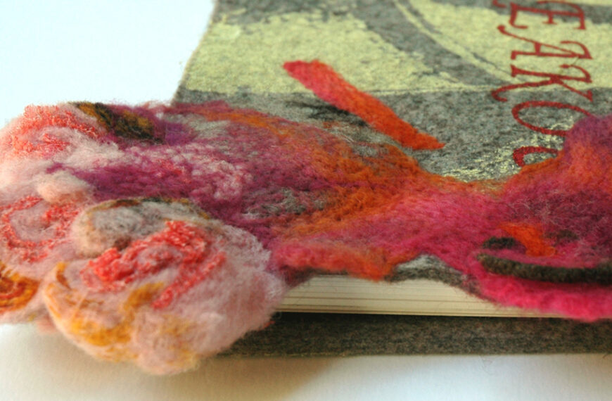 A book with a piece of felt on it.