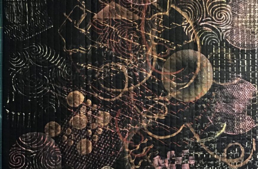 A piece of art with a black background.