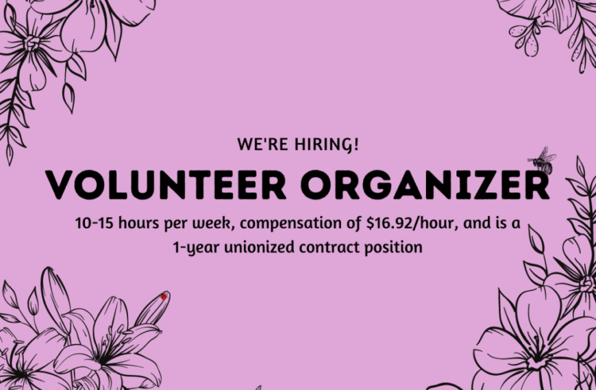 A purple background with flowers and the words'volunteer organizer'.
