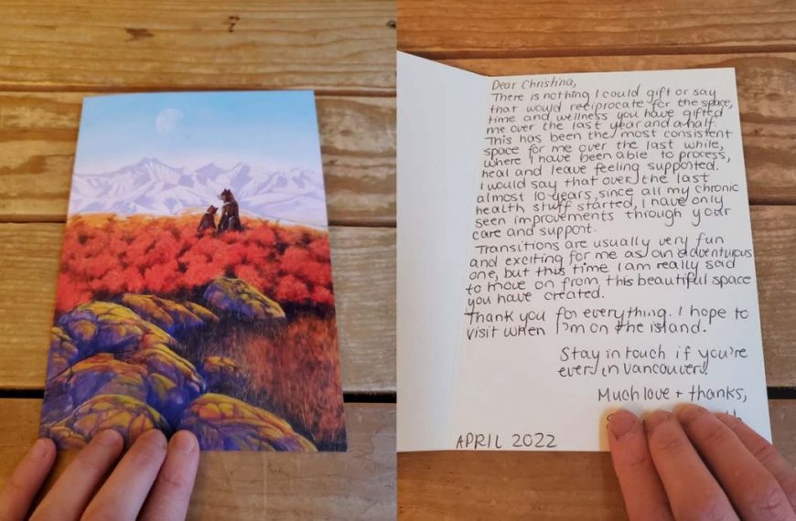 A handwritten note with a picture of a mountain.