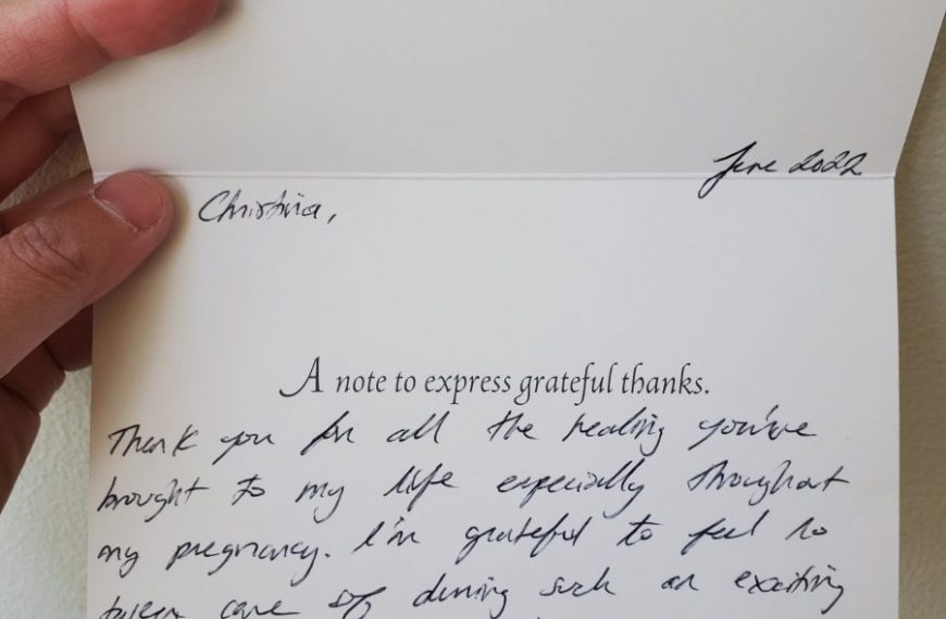 A handwritten thank you note to a friend.
