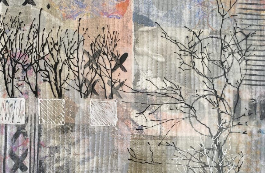 A piece of art with a tree on it.