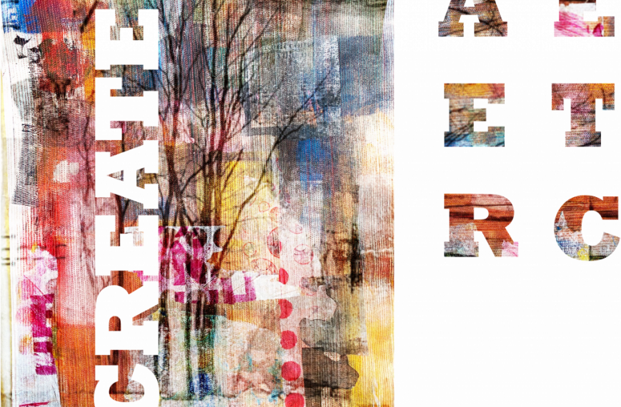 A piece of art with the word create on it.