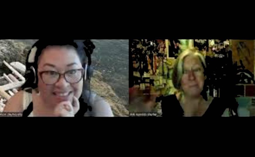 Two women are talking on a video chat.