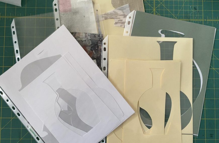 A sheet of paper with a vase on it.