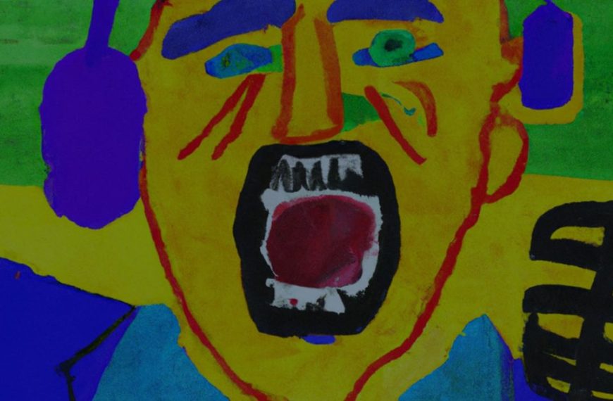 A painting of a man with headphones.