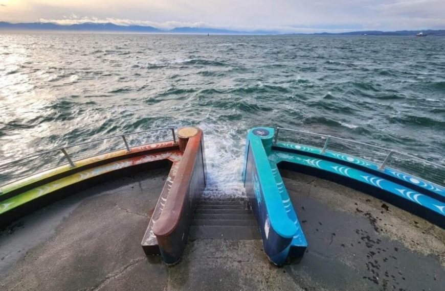 A boat docked at the edge of a body of water.