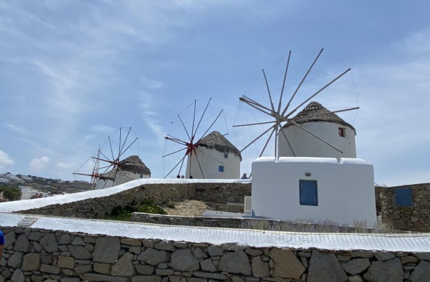 Windmills in mykonos, greece.