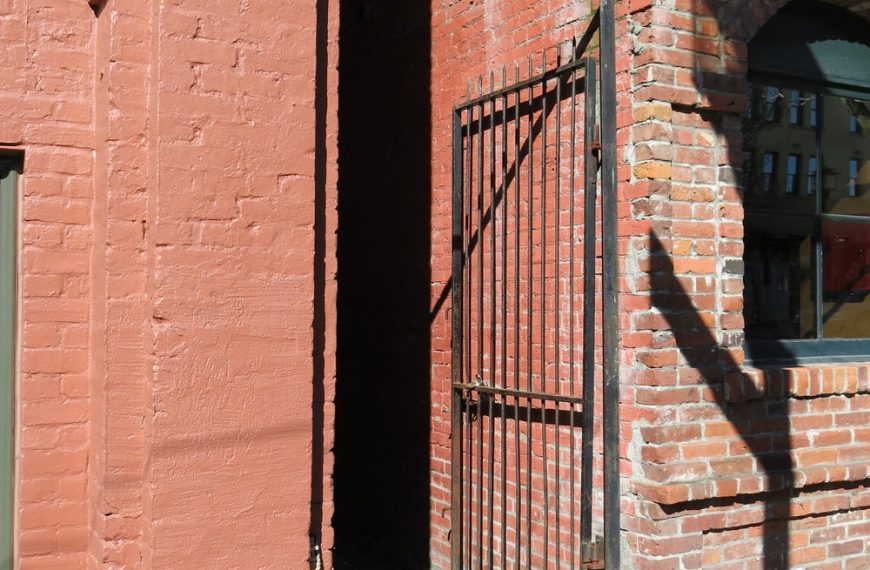 A red brick building.