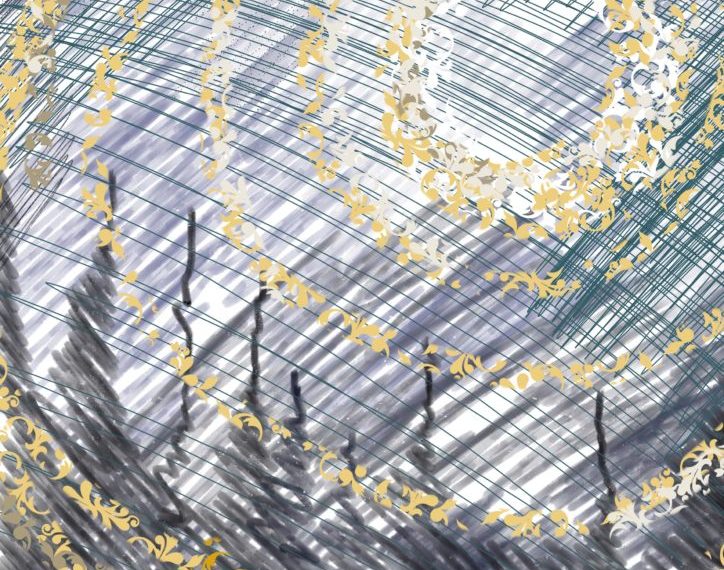 A drawing of a starry sky.