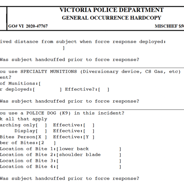 FOI data shows extent of VicPD “use of force”