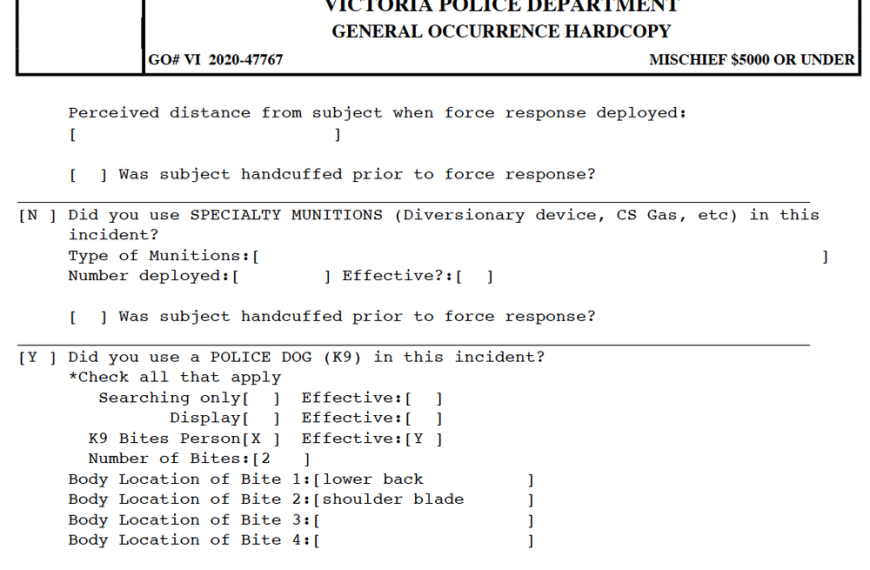 Victoria police department accident report form.
