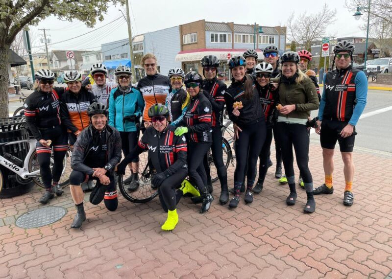 A group of cyclists posing for a photo.