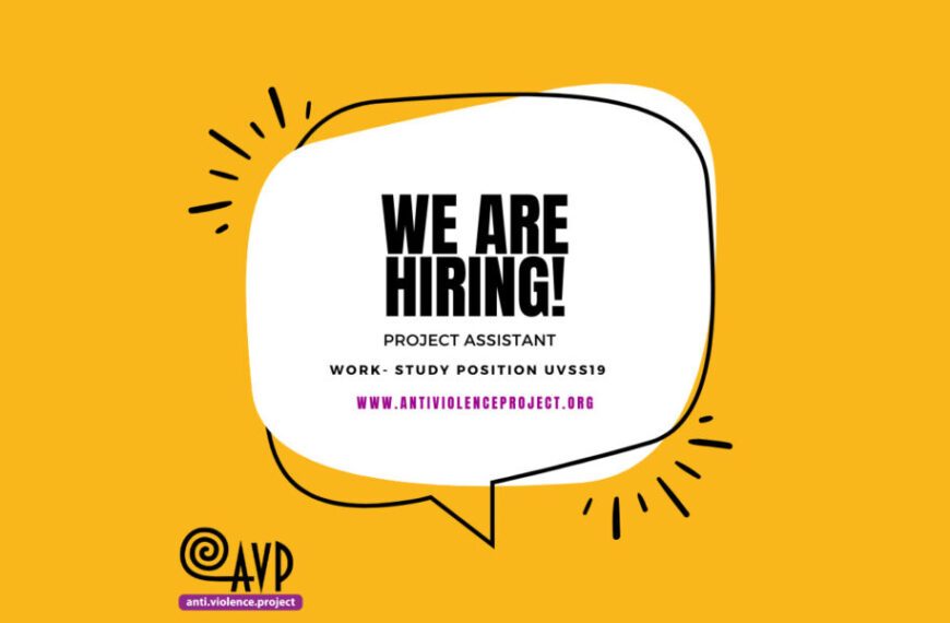 A yellow background with a speech bubble that says we are hiring for an AVP Project Assistant opportunity.