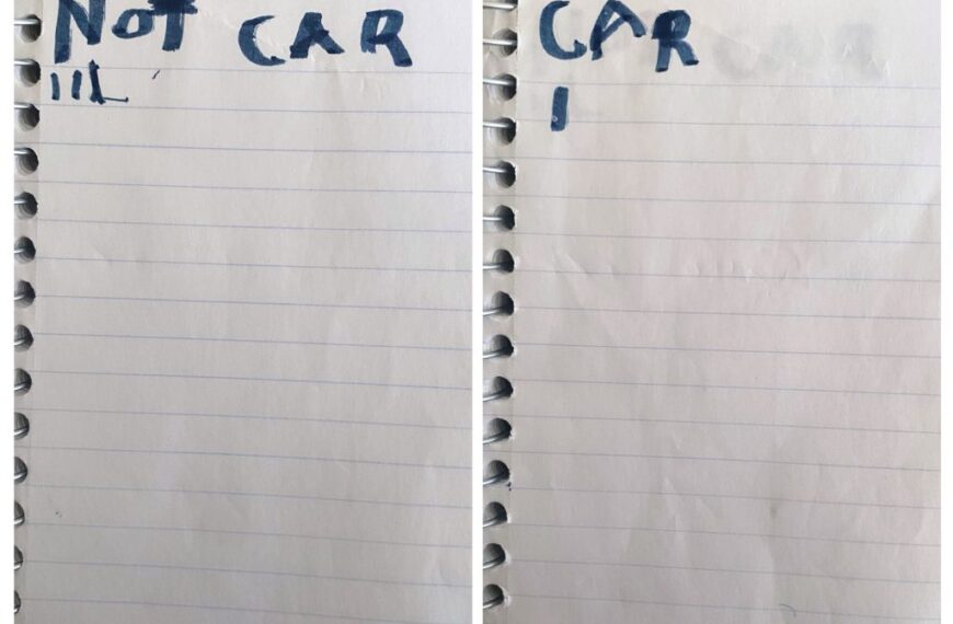Two pieces of paper covered in statistics about 15 minute cities, but with the words "not car" highlighted prominently.