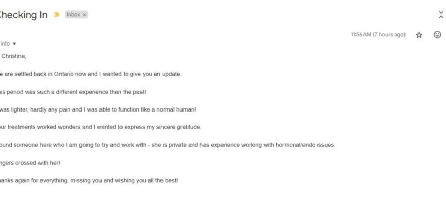 Your treatments worked wonders and I wanted to express my sincere gratitude.