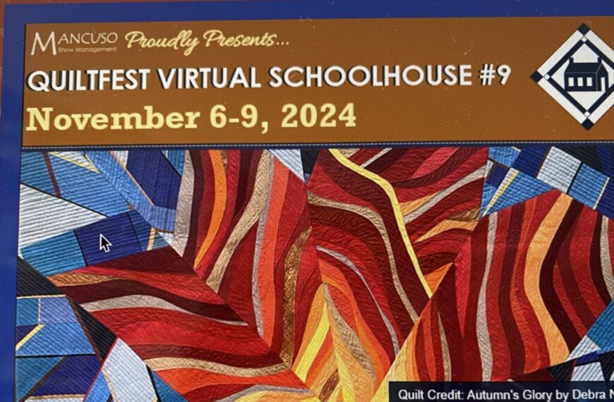 Join us for "Quiltfest Virtual Schoolhouse #9" this week, November 6-9, 2024. Dive into vibrant creativity with our colorful abstract quilt design.