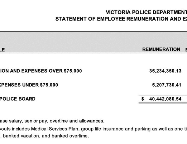 VicPD salaries, 2021