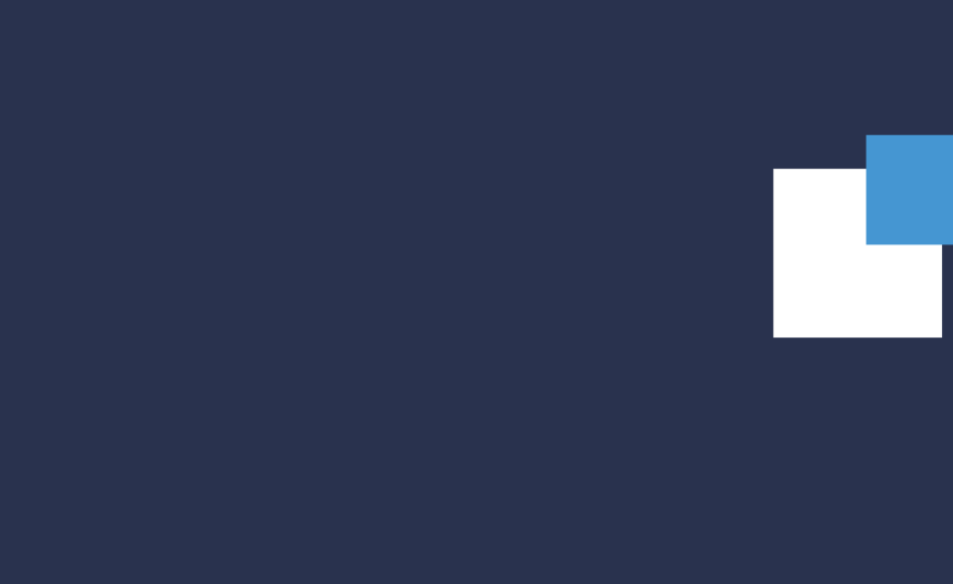 A white rectangle and a smaller blue rectangle overlap on the top right against a dark blue background, evoking themes of psychological safety in the workplace.